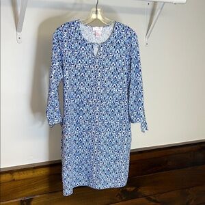 Stella Parker Blue Seashell‎ Patterned Women's Dress- S
